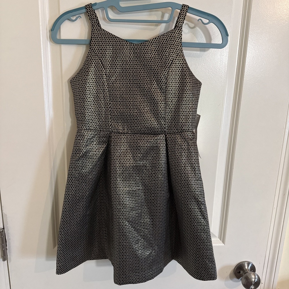 Zac Posen Girls Black & Gold Metallic Brocade Party Dress Size 7 NWT